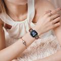 Fitbit Versa 3/Sense - elegant lærrem med strass - brun