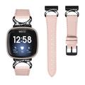 Fitbit Versa 3/Sense - elegant lærrem med strass - rosa