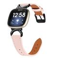 Fitbit Versa 3/Sense - elegant lærrem med strass - rosa
