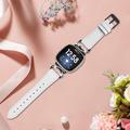 Fitbit Versa 3/Sense - elegant lærrem med strass - hvit