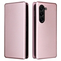 Samsung Galaxy Z Fold5 Flip-deksel - Karbonfiber - Roségull