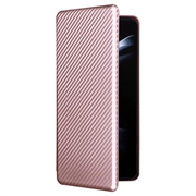 Samsung Galaxy Z Fold5 Flip-deksel - Karbonfiber - Roségull