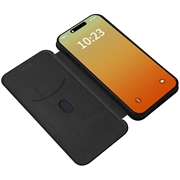 iPhone 15 Pro Flip-deksel - Karbonfiber - Svart