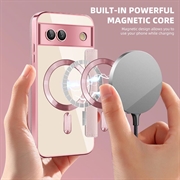 Google Pixel 8a Flip-deksel med kortspor - MagSafe-kompatibel - Rosa