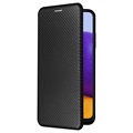 Samsung Galaxy A22 5G, Galaxy F42 5G Flip-deksel - Carbon Fiber - Svart