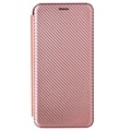 Samsung Galaxy A22 5G, Galaxy F42 5G Flip-deksel - Carbon Fiber - Roségull