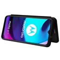 Motorola Moto E20 Flip-Deckel - Karbonfiber - Svart