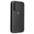 Motorola Moto G71 5G Flip-deksel - Karbonfiber - Svart