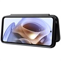 Motorola Moto G71 5G Flip-deksel - Karbonfiber - Svart