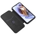 Motorola Moto G71 5G Flip-deksel - Karbonfiber - Svart