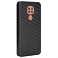 Motorola Moto G9 Play Flip-deksel - Carbon Fiber - Svart