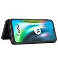 Motorola Moto G9 Play Flip-deksel - Carbon Fiber (Åpen Emballasje - Bulk Tilfredsstillende) - Svart