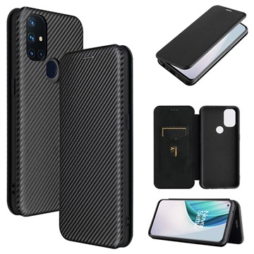 OnePlus Nord N10 5G Flip-deksel - Carbon Fiber - Svart
