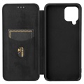 Samsung Galaxy A22 4G Flip-deksel - Karbonfiber - Svart
