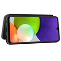 Samsung Galaxy A22 4G Flip-deksel - Karbonfiber - Svart