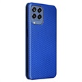 Samsung Galaxy M33 Flip-deksel - Karbonfiber - Blå