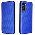 Samsung Galaxy S21 FE 5G Flip-deksel - Karbonfiber - Blå
