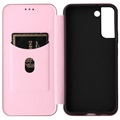 Samsung Galaxy S22+ 5G Flip-deksel - Carbon Fiber - Roségull