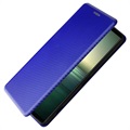 Sony Xperia 1 IV Flip-deksel - Carbon Fiber - Blå