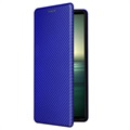Sony Xperia 1 IV Flip-deksel - Carbon Fiber - Blå