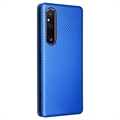 Sony Xperia 1 V Flip-deksel - Karbonfiber - Blå