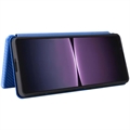 Sony Xperia 1 V Flip-deksel - Karbonfiber - Blå