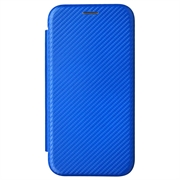 iPhone 15 Flip-deksel - Karbonfiber - Blå