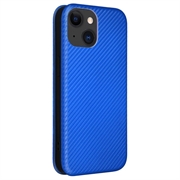 iPhone 15 Flip-deksel - Karbonfiber - Blå