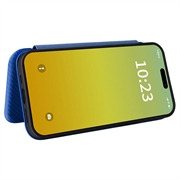 iPhone 15 Flip-deksel - Karbonfiber - Blå