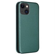 iPhone 15 Plus Flip-deksel - Karbonfiber - Grønn