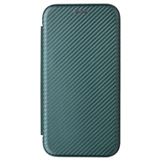 iPhone 15 Plus Flip-deksel - Karbonfiber - Grønn