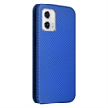 Motorola Moto G73 Flip-deksel med Kortholder - Karbonfiber - Blå
