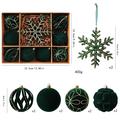 Julekule- og snøfnuggpyntesett med flokk – 8cm/16cm – 10 stk. – Grønn