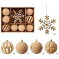 Julekule-/snøfnuggpyntesett med flokk – 8cm/16cm – 10 stk. – Khaki
