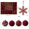 Julekule-/snøfnugg-pyntesett med flokkbelegg – 8cm/16cm – 10 stk. – Rød