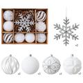 Julekulesett med flokk og snøfnugg – 8 cm/16 cm – 10 stk. – Hvitt