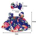 Blomstret festkjole og pannebånd med sløyfe til Labubu minifigur 17cm - Hot Pink