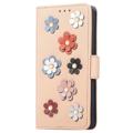 Flower Decor Series iPhone 14 Pro Lommebok-deksel - Beige