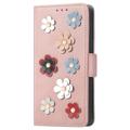 Flower Decor Series iPhone 14 Pro Lommebok-deksel - Roségull