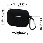 AirPods Pro 3 Etui i flytende silikon med karabinkrok og blomstermønster - Svart