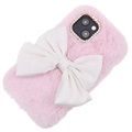 Fluffy Plush iPhone 13 Hybrid-deksel - Rosa
