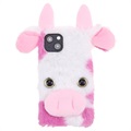 Fluffy Plush iPhone 13 Mini Hybrid-deksel - Pink Ku