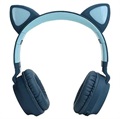 Sammenleggbar Bluetooth Cat Ear Barn Hodetelefoner - Grønn