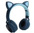 Sammenleggbar Bluetooth Cat Ear Barn Hodetelefoner - Grønn