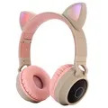 Sammenleggbar Bluetooth Cat Ear Barn Hodetelefoner - Khaki