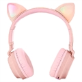 Sammenleggbar Bluetooth Cat Ear Barn Hodetelefoner (Bulk Tilfredsstillende) - Rosa