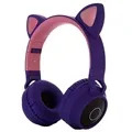 Sammenleggbar Bluetooth Cat Ear Barn Hodetelefoner (Åpen Emballasje - Tilfredsstillende) - Lilla