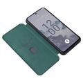 Nokia X30 Flip-deksel med Kortholder - Karbonfiber - Grønn