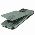 iPhone 14 Deksel med Glidelåslomme & Stativ - Karbonfiber - Grønn