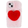Plush Heart iPhone 14 TPU-deksel - Rosa